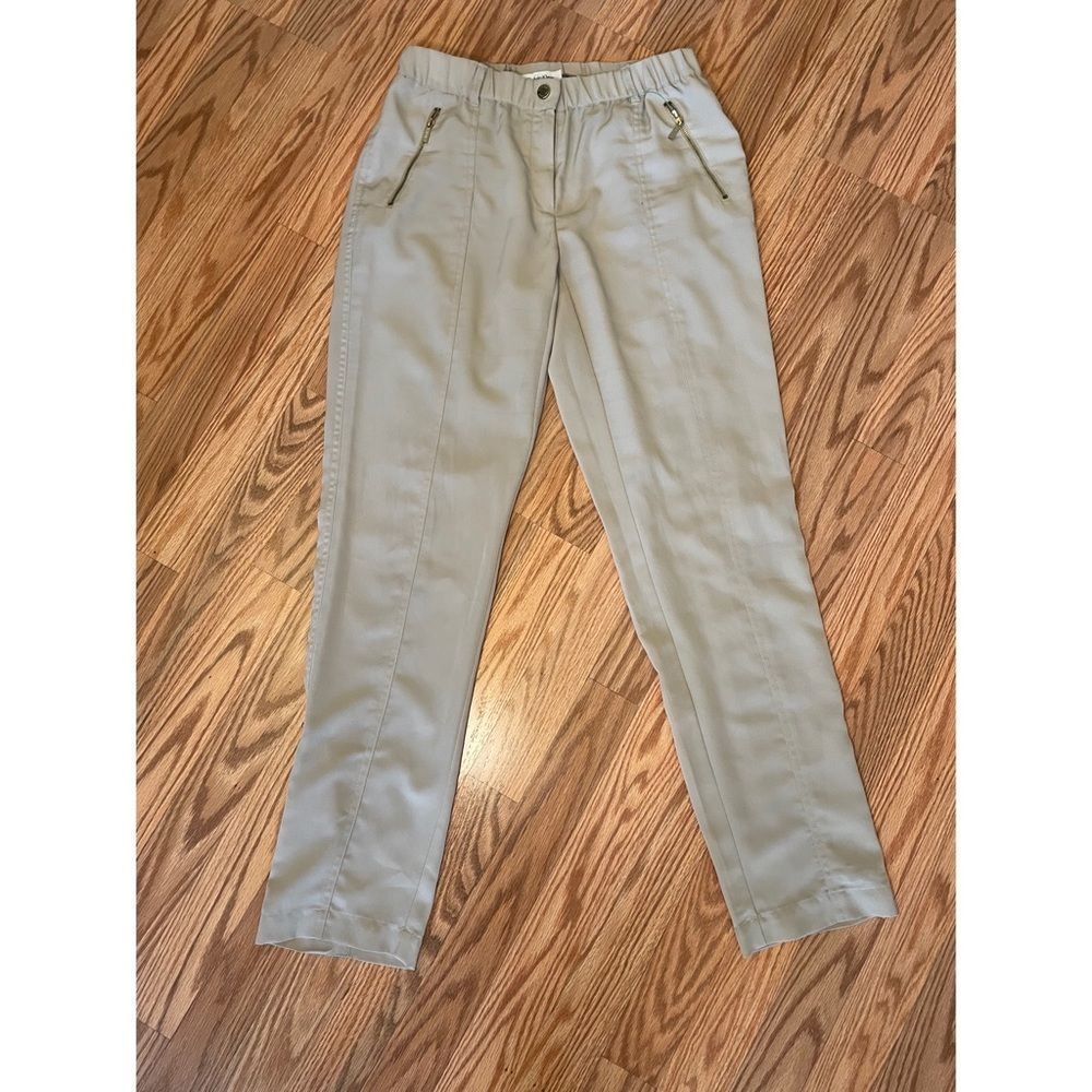 Calvin Klein Tan Ankle Pants with Gold Zippers- size 4